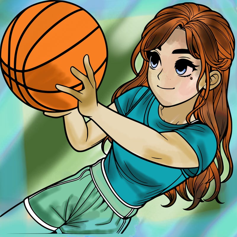 realistic girl playing basketball