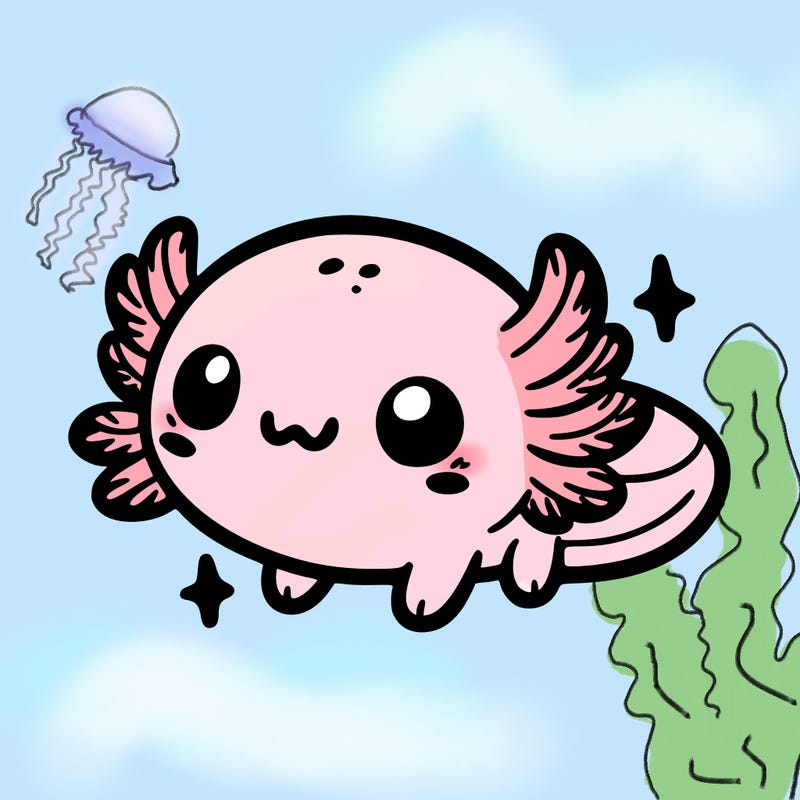 cute easy baby axolotl