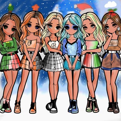 a group of girls realistic