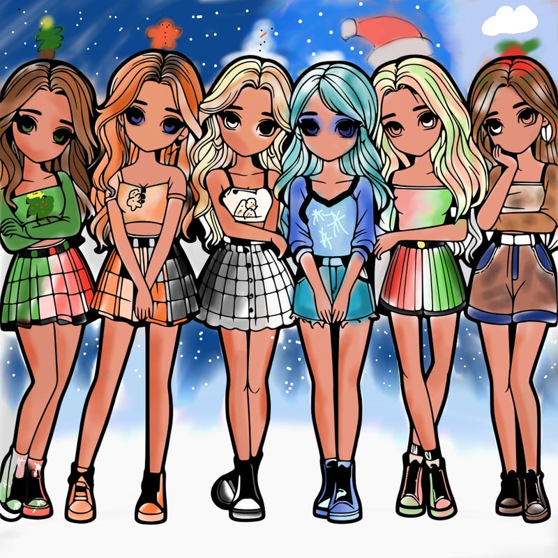 a group of girls realistic