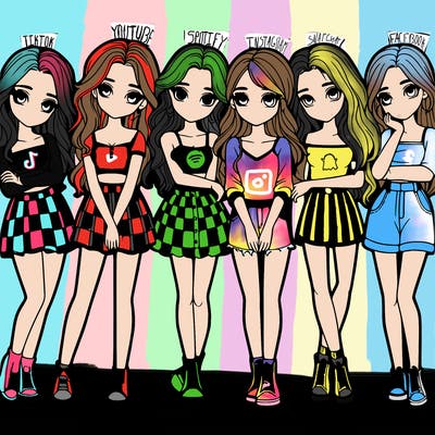 a group of girls realistic