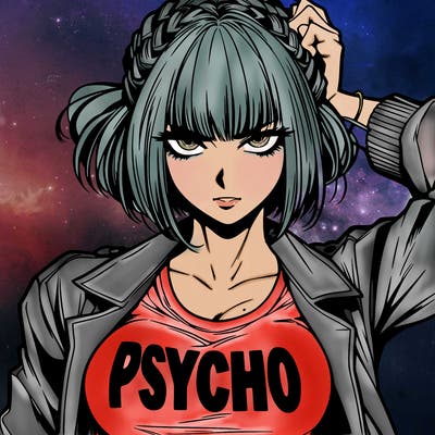 badass, pyscho female manga character