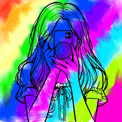 a realistic girl holding her phone taking pictures