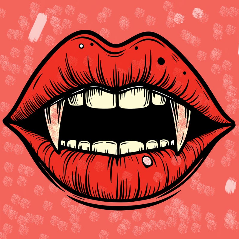 lips with vampire teeth