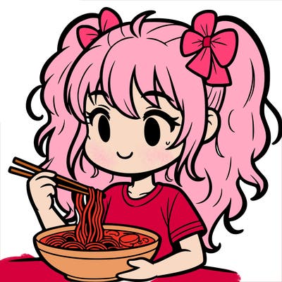 a girl eating ramen
