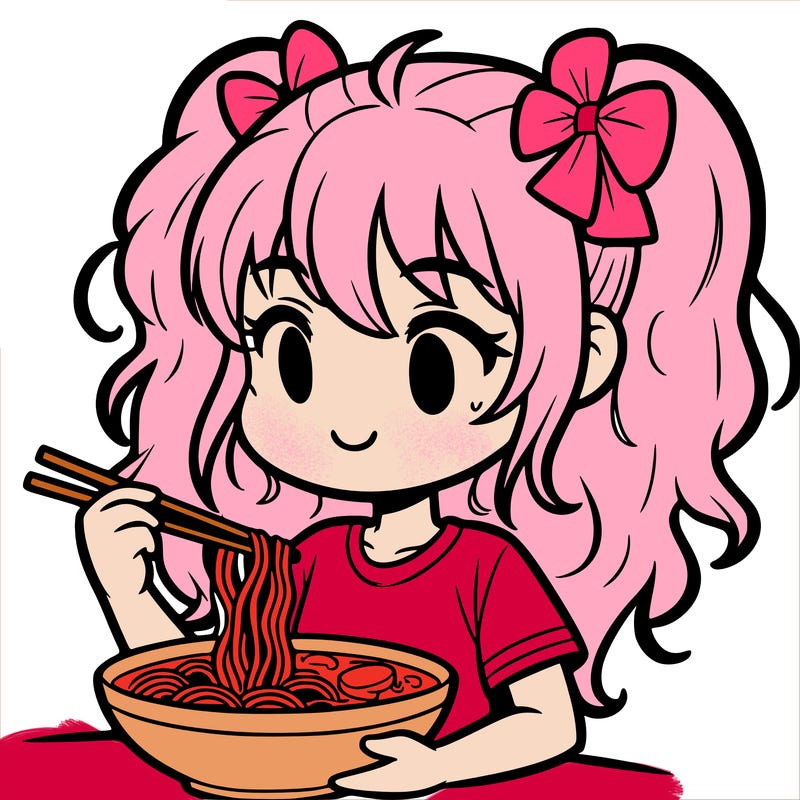 a girl eating ramen
