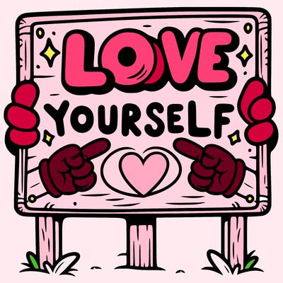 a sign where it is written: love yourself