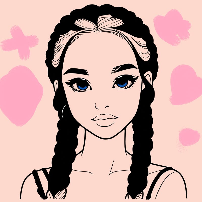 realistic girl with braids