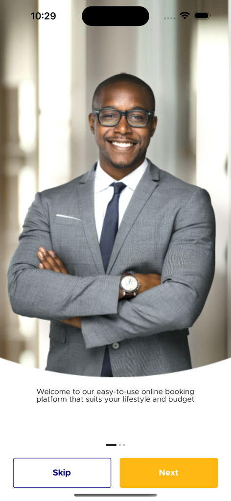 Travelbeta - Travelbeta onboarding screen welcoming users to an easy to use online booking platform for flights and hotels