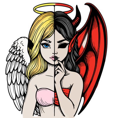 realistic angel half demon