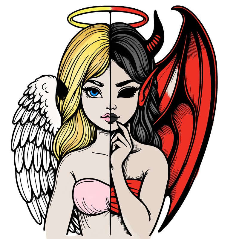 realistic angel half demon