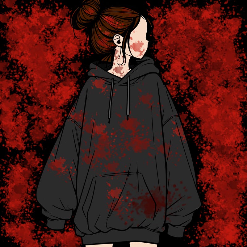 realistic girl with a oversized sweatshirt on and a bun