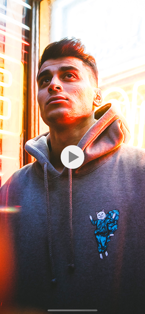 ToonCamera - A young man in a hoodie with a stylized oil painting effect applied using ToonCamera