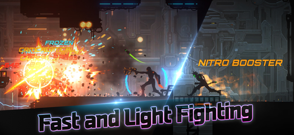 Undestroyed : Roguelike ARPG - Cyberpunk shadow action combat gameplay showing nitro booster and critical hit effects