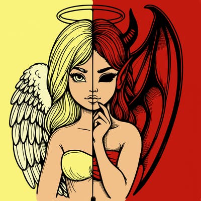 realistic angel half demon