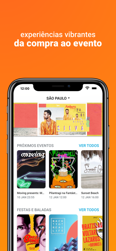 Ingresse - Tickets and Events - Ingresse mobile app home screen showing upcoming nightlife events and party listings
