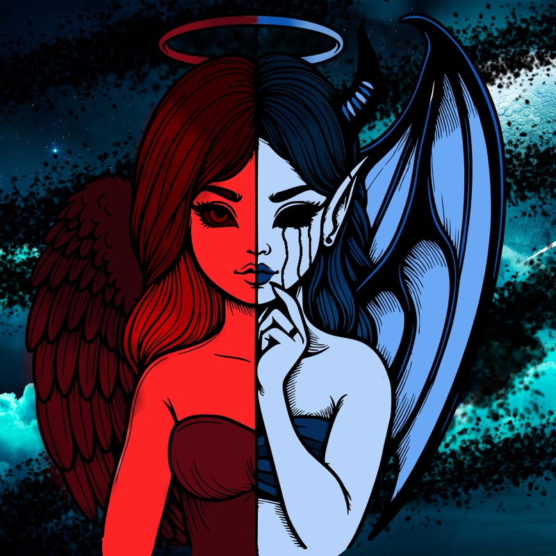 realistic angel half demon