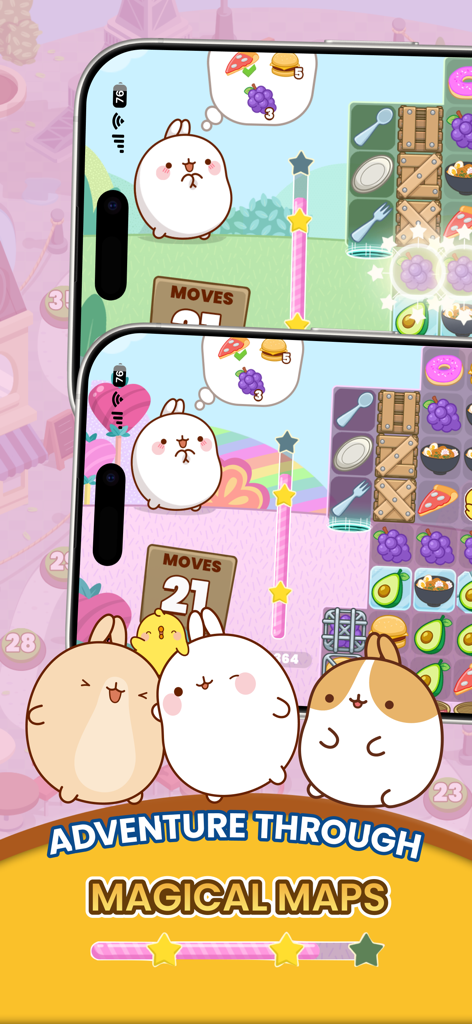 Molang Match'n Munch - Molang Match and Munch gameplay featuring cute characters and an adventure through magical maps
