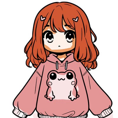 girl wearing frogging sweatshirt