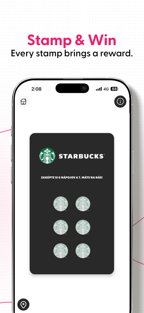 Magic Stamp app showing a digital loyalty card for coffee rewards