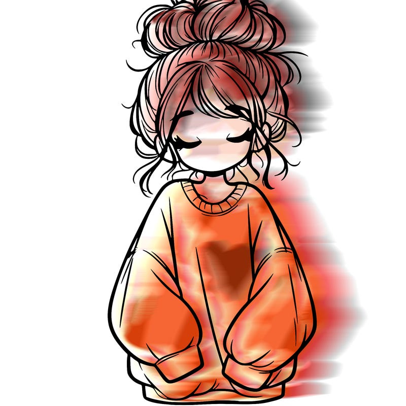girl with baggy sweatshirt and messy bun