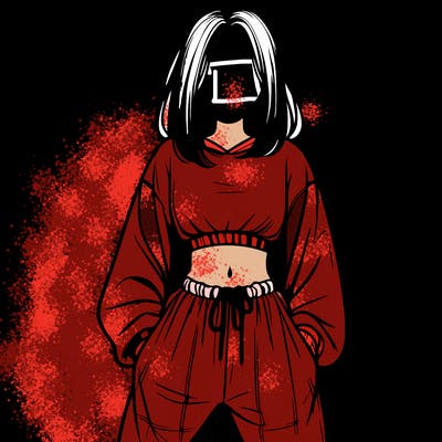 realistic girl faceless with baggy pants and a crop top