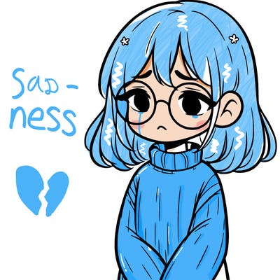 sad girl with glasses in a sweater