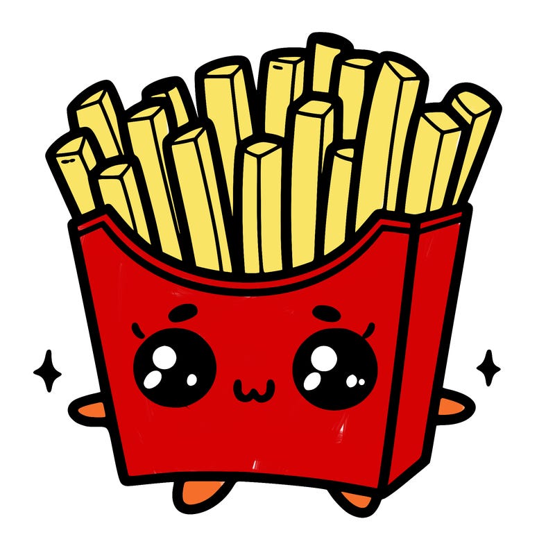 a cute. french fries