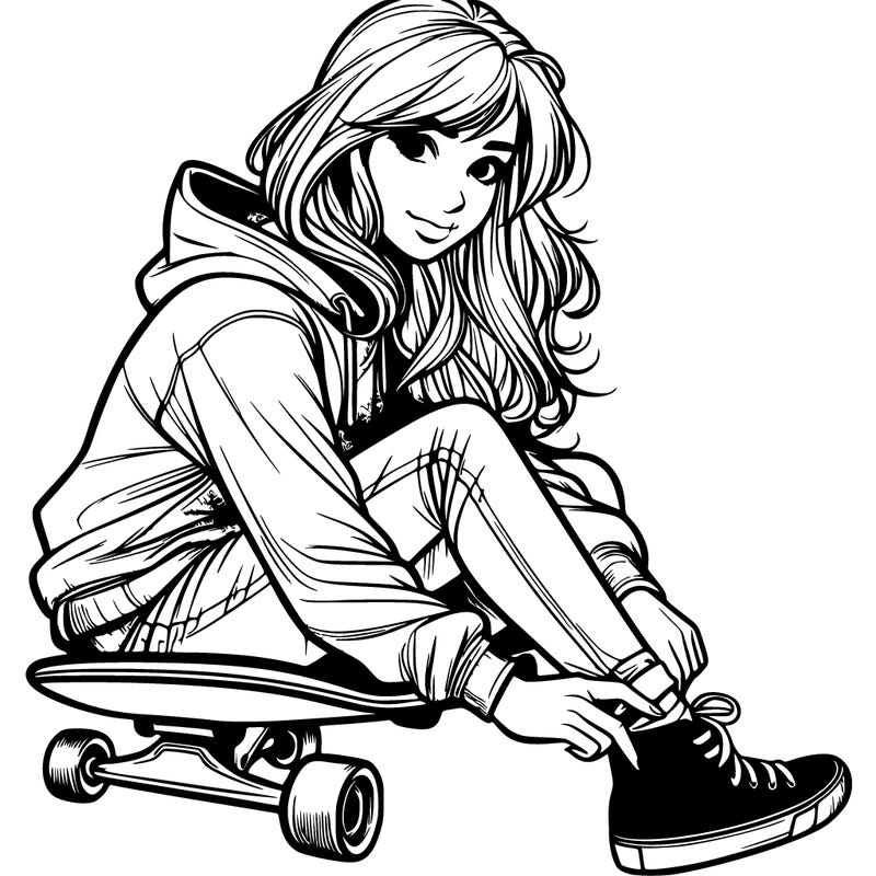 a realistic teenage skater girl