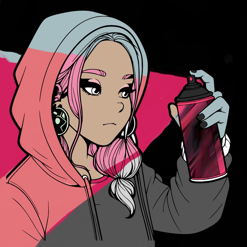 a realistic girl, spray painting