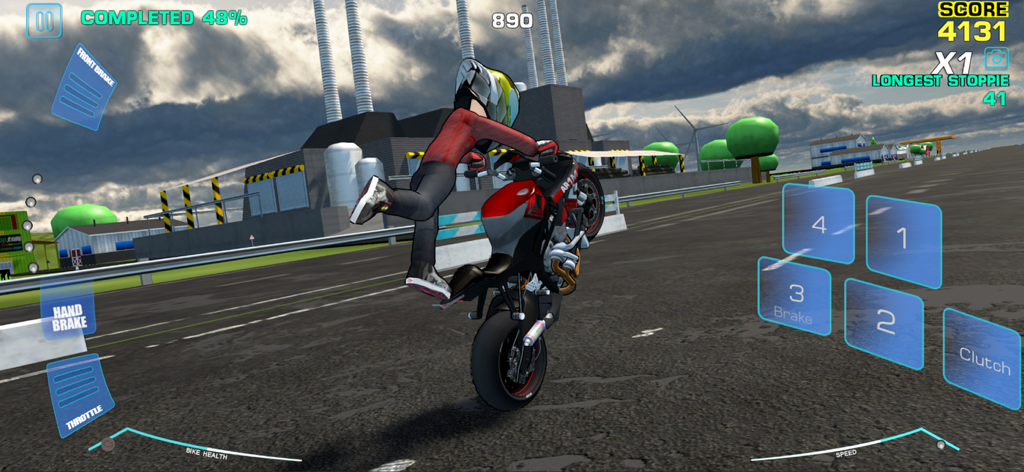 Stunt Bike Freestyle - A rider performing a front wheel stoppie stunt in Stunt Bike Freestyle