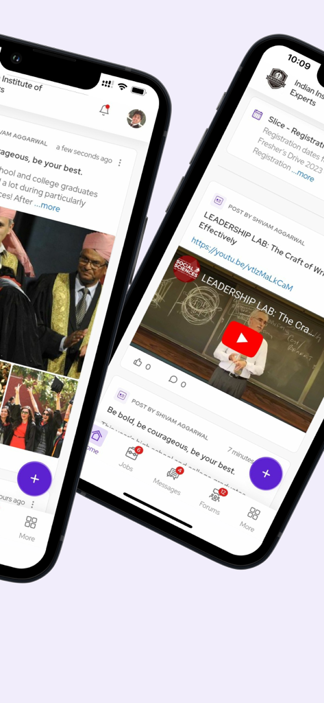 pod.ai - Pod.ai mobile app interface showing university community posts and career development resources