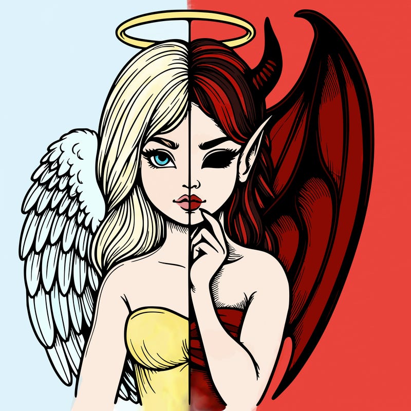 realistic angel half demon