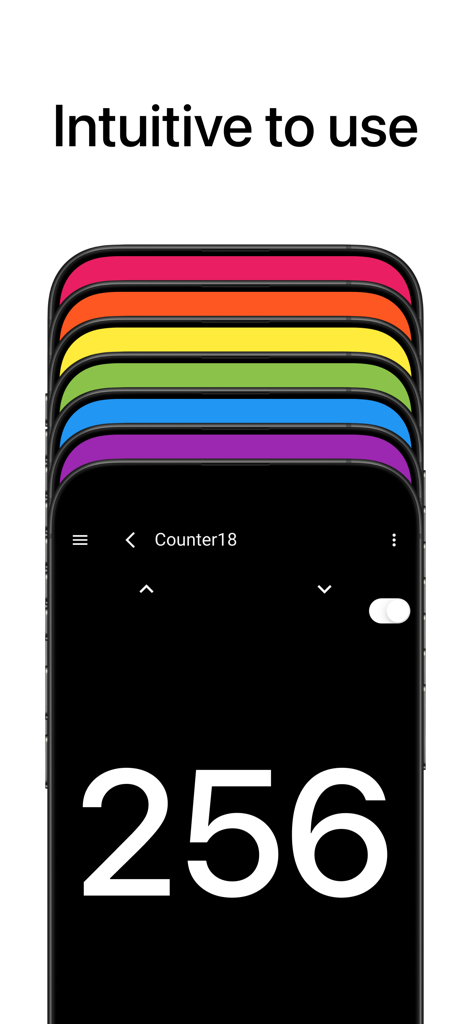 Smart Counter app interface showing multiple colorful tally trackers and a large digital counter display
