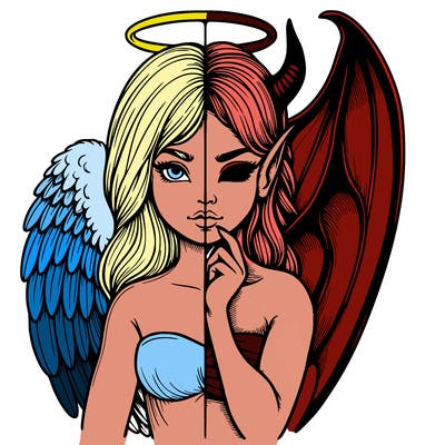 realistic angel half demon