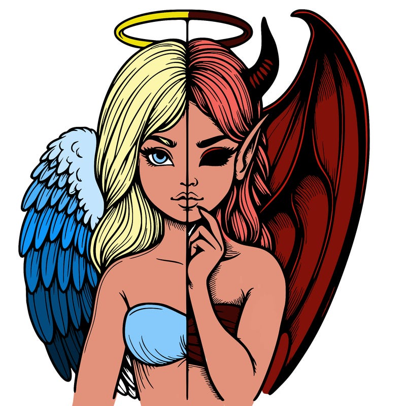 realistic angel half demon