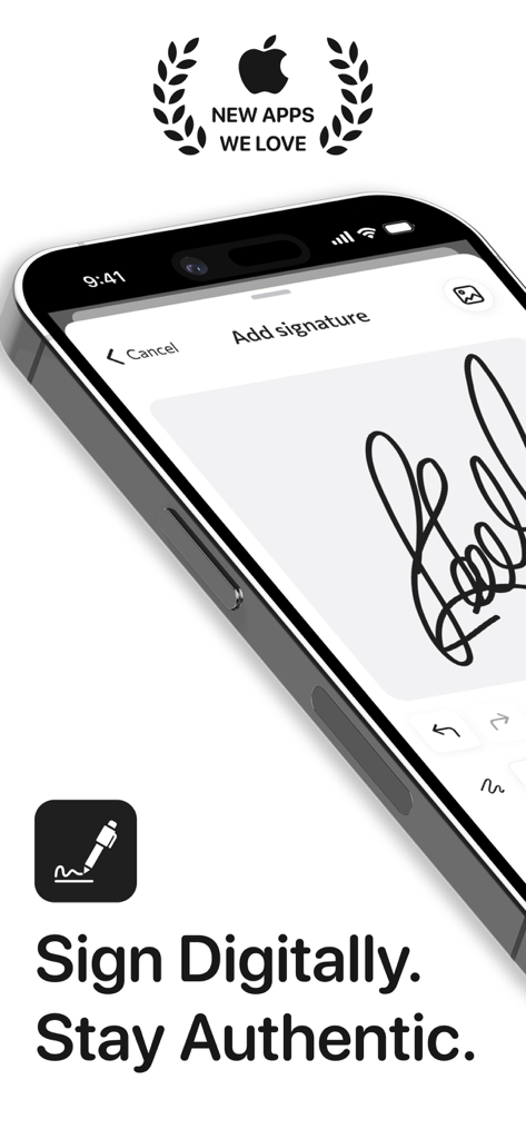 E-Sign Creatorアプリでデジタル署名を追加している様子を示す携帯電話の画面