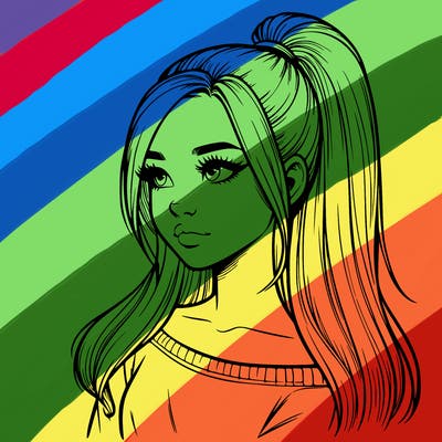 realistic girl with a high ponytail