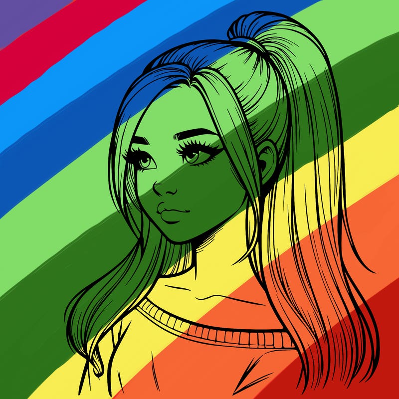 realistic girl with a high ponytail