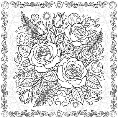Embrace the beauty of nature and environmental awareness with this stunning White Roses Earth Day coloring page. Featuring delicate blooms and symbols of sustainability, it's a perfect activity to celebrate our planet.