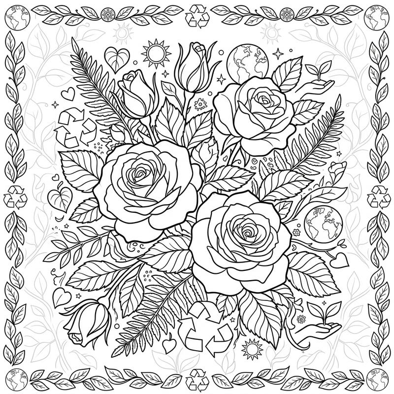 Embrace the beauty of nature and environmental awareness with this stunning White Roses Earth Day coloring page. Featuring delicate blooms and symbols of sustainability, it's a perfect activity to celebrate our planet.