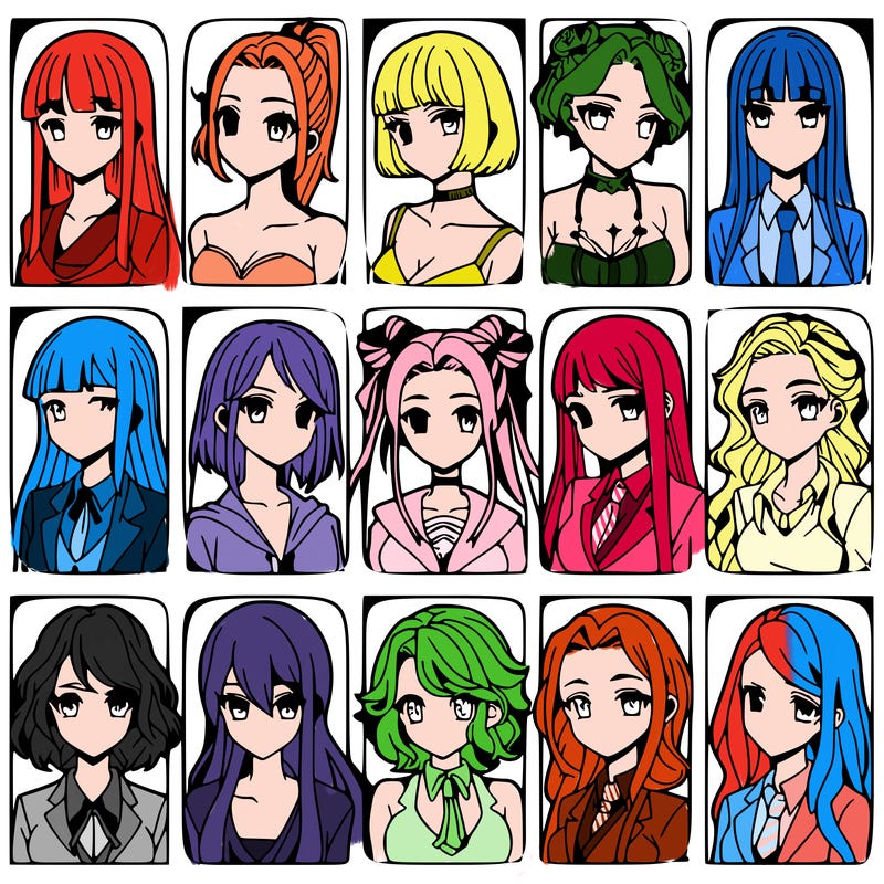 girls that look diffrent anime