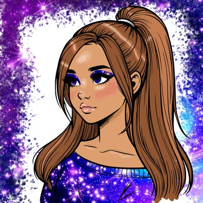 realistic girl with a high ponytail