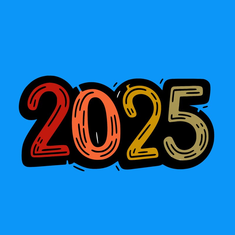 one line scrawled numbers sketch design “2025”