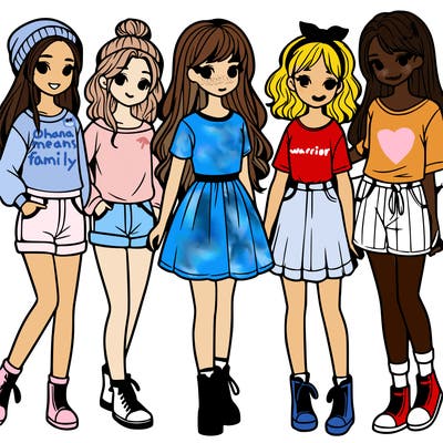 a group of five girls