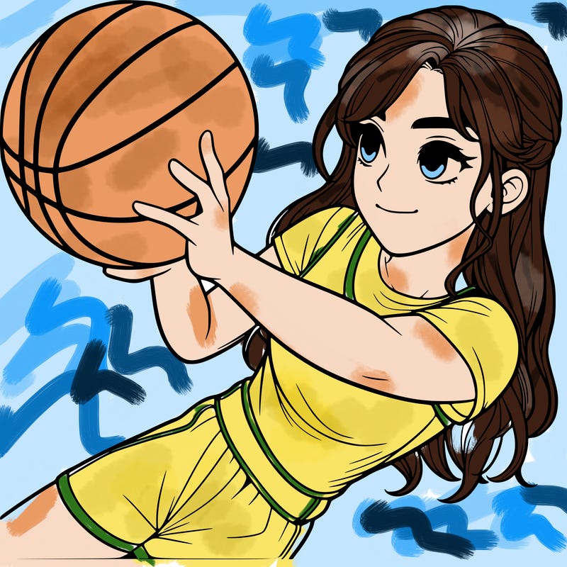 realistic girl playing basketball