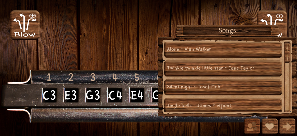 Harmonica Real Pro - A list of songs to play on the Harmonica Real Pro mobile app interface