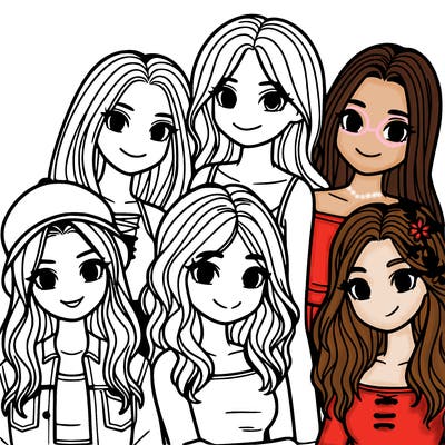 a group of five girls friends