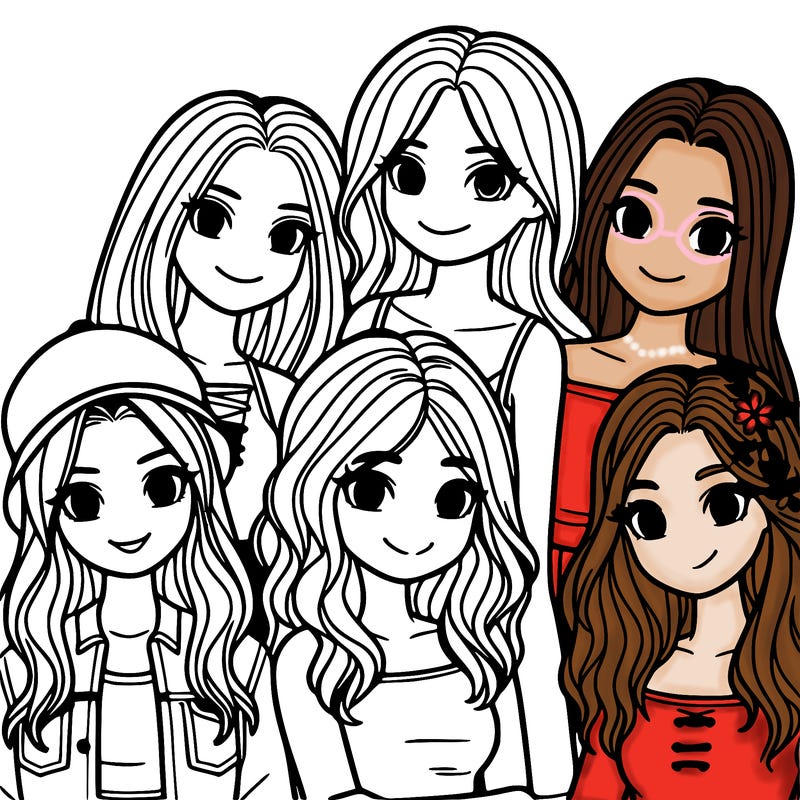 a group of five girls friends