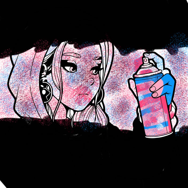 a realistic girl, spray painting